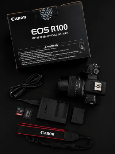 Câmera Canon Eos R100 Mirrorless 4k Com Lente Rf-s 18-45mm