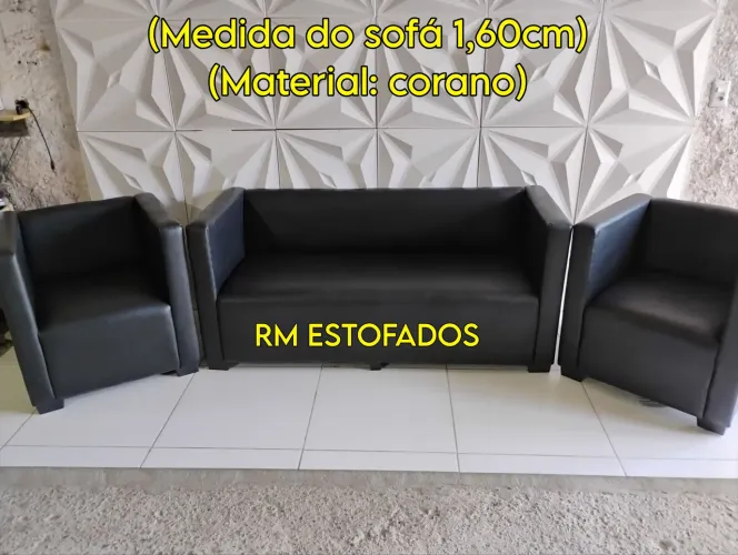 Kit sofá com poltronas para barbearia