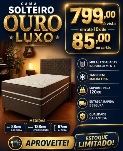 Cama Solteiro Ouro Luxo