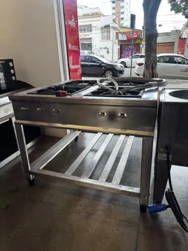 FOGÃO INOX 4 BOCAS DE CENTRO REFORMADO