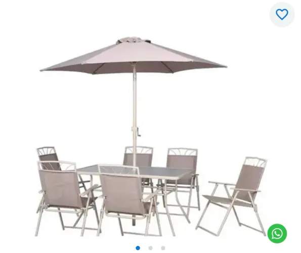 Conjunto área externa 8 peças com ombrelone