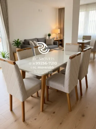 Conjunto Mesa de Jantar com 6 Cadeiras Madeira Tampo Vidro Laqueado 1,70x0,90 Imbuia