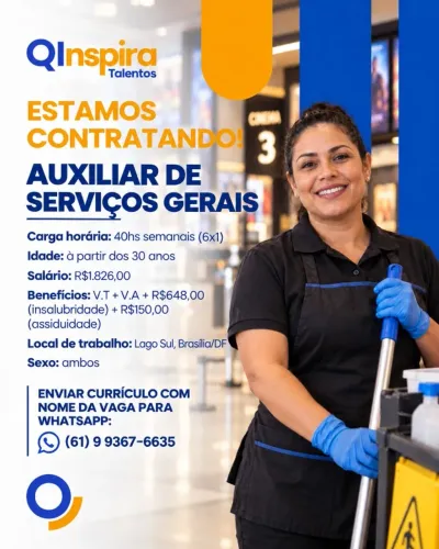 VAGA DE SERVIÇOS GERAIS EM CINEMA NO LAGO SUL 