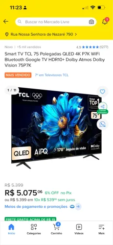Tv 75 polegadas 4K QLed TCL