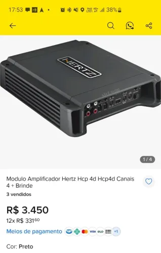 Módulo Amplificador Potência Hertz HCP 4D Classe D PROFISSIONAL SOM CRISTALINO - PREMIUM