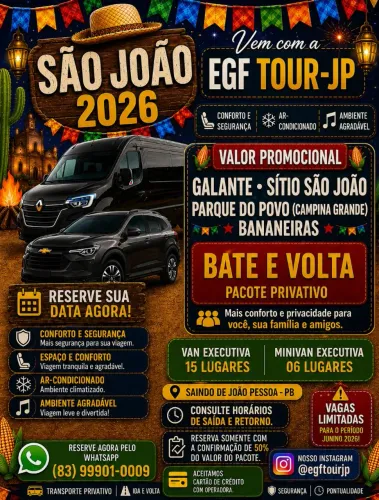 Transporte Privativos Van e minivan São João 2026 