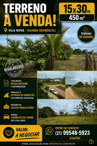 Terreno em Iguaba Grande 450m2 (15x30) Totalmente legalizado.