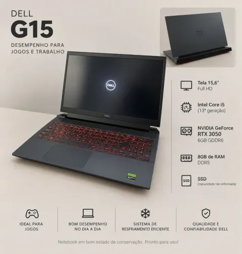 Dell G15 RTX 3050 6GB | i5 13ª Geração | 8GB RAM
