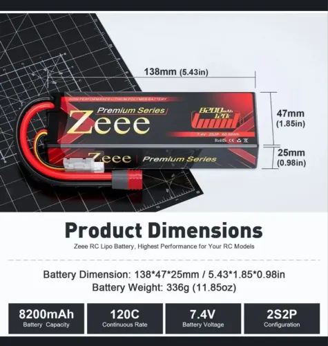 Bateria zeee Premium 2S, 8200mAh, 7.4V nova.