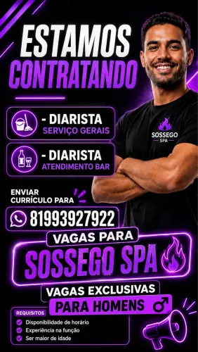 Vagas de emprego para diarista em bar e Serviços gerais