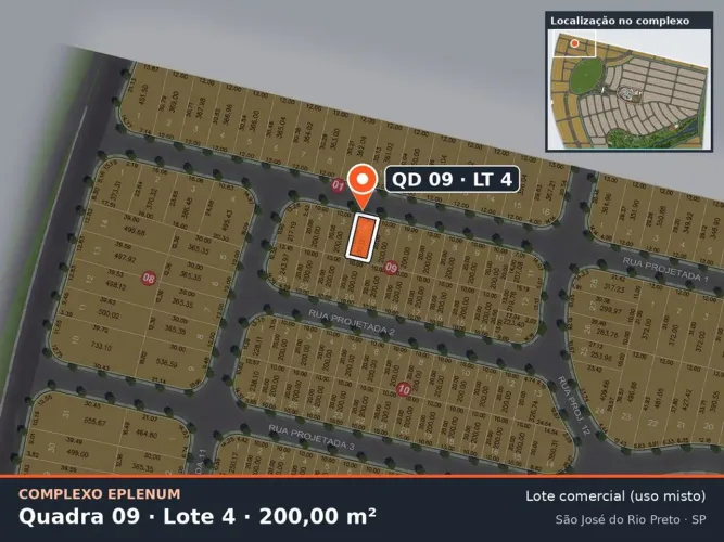 Lote comercial 200 m² no Eparque Mirage  Complexo Eplenum, Zona Sul