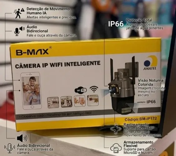 Câmera Ip Wifi 360 Inteligente Externa À Prova D'água Ip66