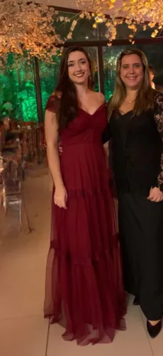 vestido de festa longo marsala m