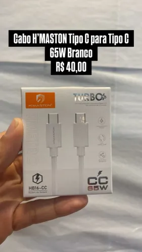 Cabo H`MASTON Tipo C Para tipo C / 65W / Branco / R$40 / Novo Lacrado