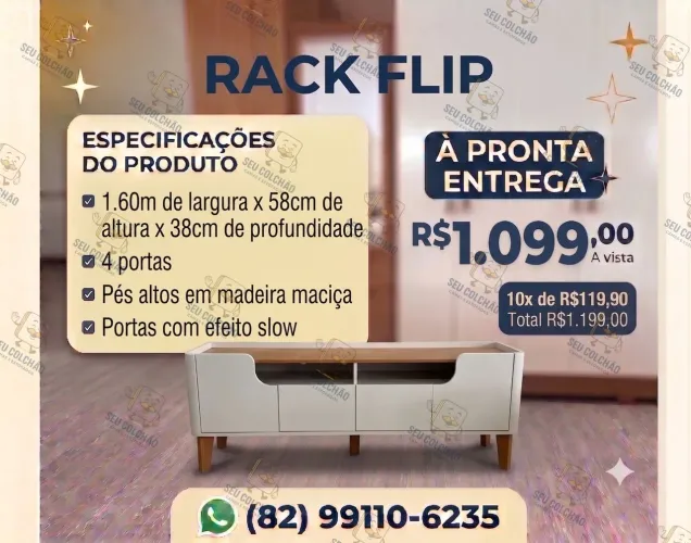 Rack 4 Portas off-white 1.60m à pronta entrega
