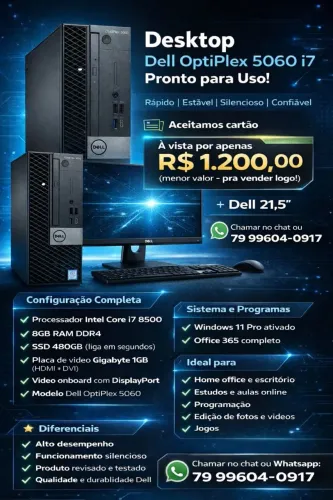 Dell OptiPlex 5060 | i7 | SSD (Completo com Monitor)