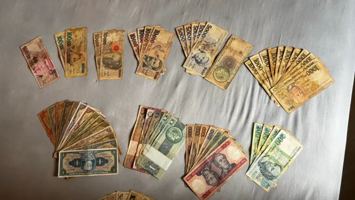 Coleção de notas de dinheiro antigo