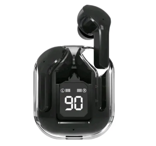 Fone de Ouvido Bluetooth TWS com Case Transparente e Visor Digital de Bateria