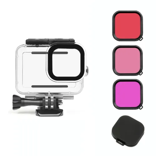 Kit Gopro Hero 9/10/11/12/13 Caixa Estanque Filtros Mergulho + tampa de lente