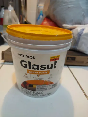 Tinta Acrílica Fosca Glasu Suvinil Branco Neve, usei menos da metade do balde