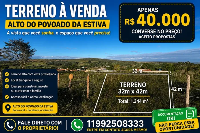 VENDE-SE TERRENO 32x42