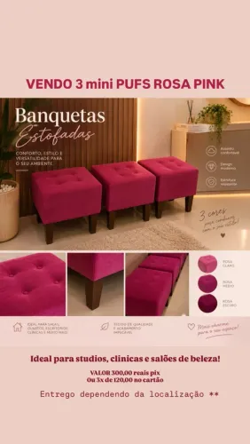 3 mini Pufs rosas