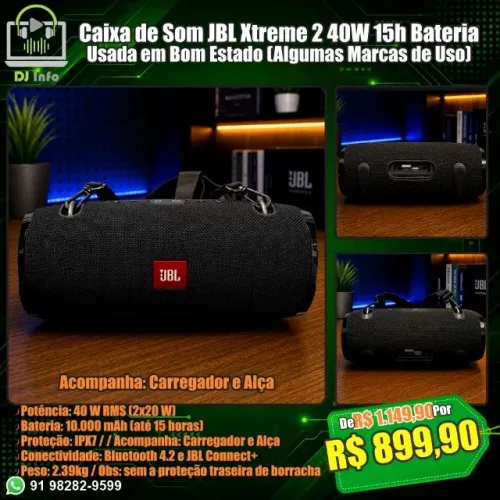 Caixa de Som JBL Xtreme 2 40W 15h Bateria Usada em Bom Estado (Algumas Marcas de Uso)