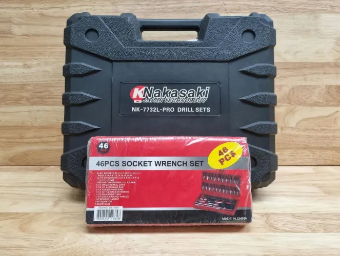 PARAFUSADEIRA NAKASAKI 21V NOVA + KIT SOQUETE 46PCS - SUPER COMBO