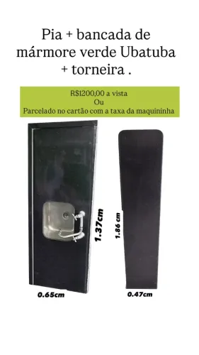 Pia + bancada de granito verde Ubatuba + torneira