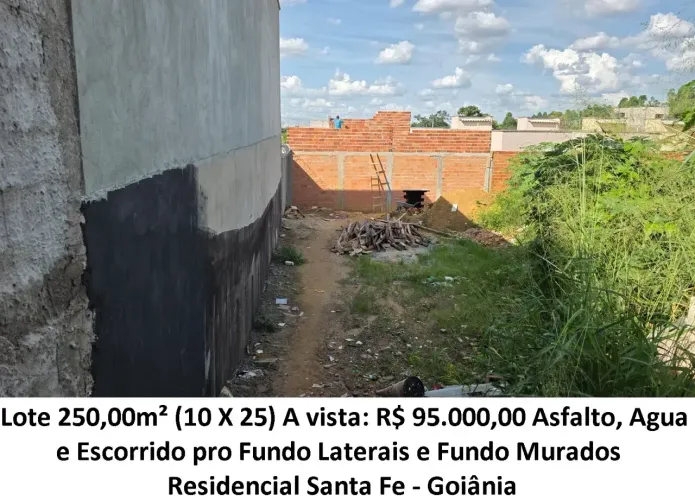 Leia a descrição: Lote 250,00m² (Asfalto, Agua) Residencial Santa Fe