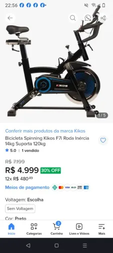 Bicicleta Spinning Kikos F7i Roda Inércia 14kg Suporta 120kg