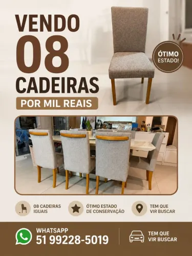CADEIRA MESA 8 LUGARES - 08 CADEIRAS JANTAR 