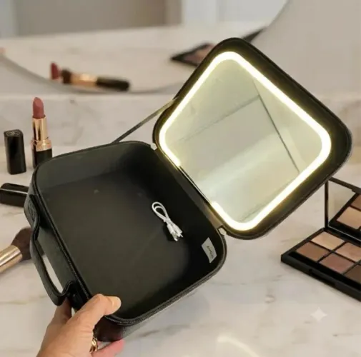 Case com espelho e led preta - Avon
