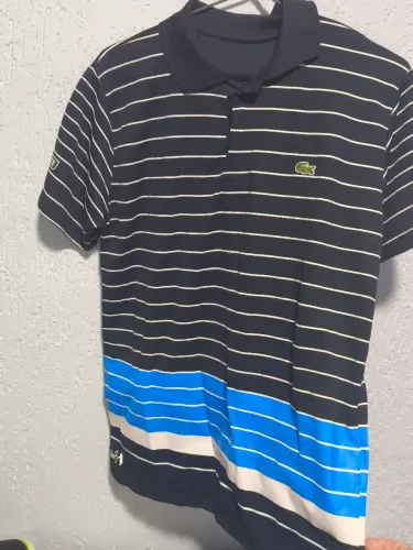 Polo Lacoste X Andy Roddick relíquia "Andy Barra" Preta e Azul