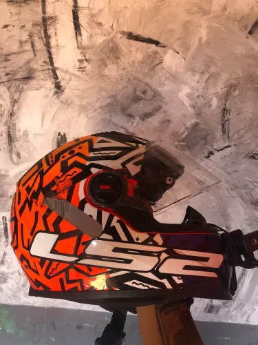 Capacete ls2 FF358 Tribal Laranja e azul