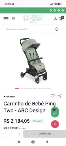 Carrinho de Bebê ABC Design Ping Two + Bolsa | Semi Novo