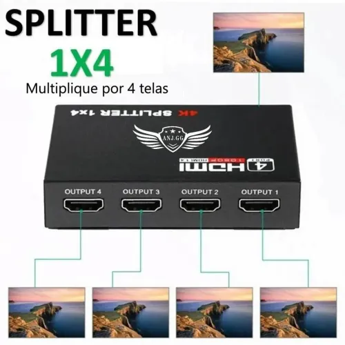 SPLITTER DISTRIBUIDOR DE IMAGENS HDMI 1x4 DIVISOR  FULL HD 1.3 3D
