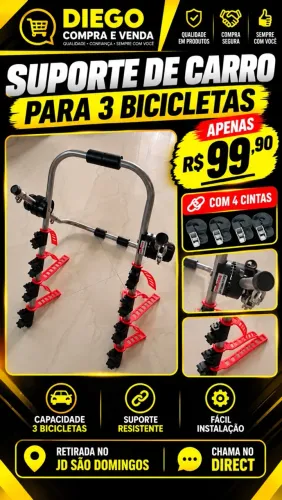 Suporte transbike para 3 bicicletas