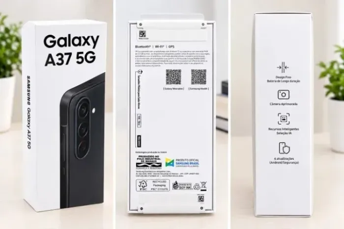 Celular Samsung Galaxy A37, 5G, 128GB, 6GB RAM, Câmera 50MP, Lacrado + NF + Gar. 12 Meses.