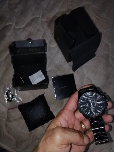 Diesel Masculino Cronógrafo Espelhado Pulseira Aço Preto - Dz4318b1p2px
