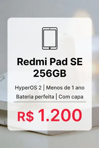 Redmi Pad SE 256GB com Capa inclusa - 1 ano de uso
