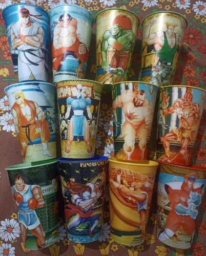 Coleção Completa Copos Street Fighter 2 Habib's Novos Raros e Impecáveis