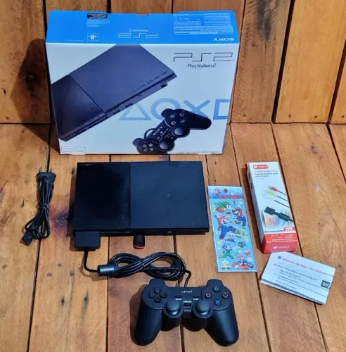 Playstation 2 Slim Completo na Caixa, Lotado de Jogos!! + Manual + Brinde, Entrego 