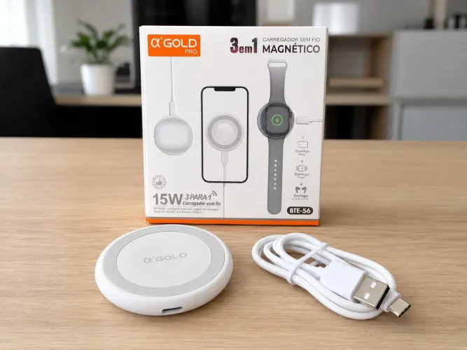 Carregador Sem Fio Magnético 3 em 1 15W BTE-56