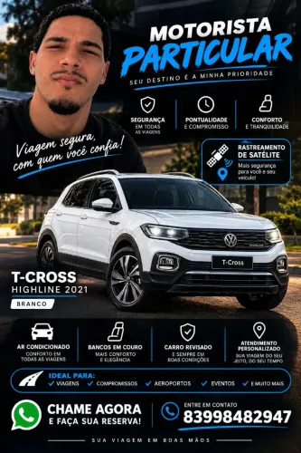 Motorista Particular | T-Cross Highline 2021 Branco | Conforto e Segurança