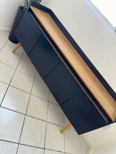 URGENTE! RACK 1.60M ESTILO ESCANDINAVO - PRETO C/ MADEIRA R$220