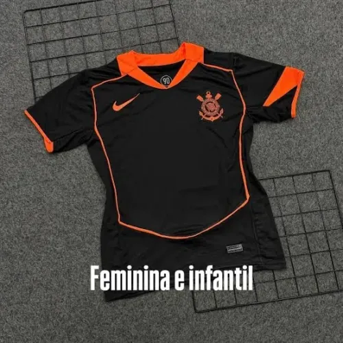 Camisa Feminina Corinthians Uniforme 3 Preta e Laranja - Nova