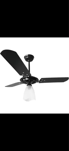 Ventilador de Teto Preto 3 Pás com Luminária