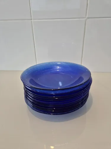 Jogo 15 pratos duralex azul fundo