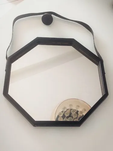 Espelho decorativo geométrico com alça para pendurar - estilo industrial/vintage